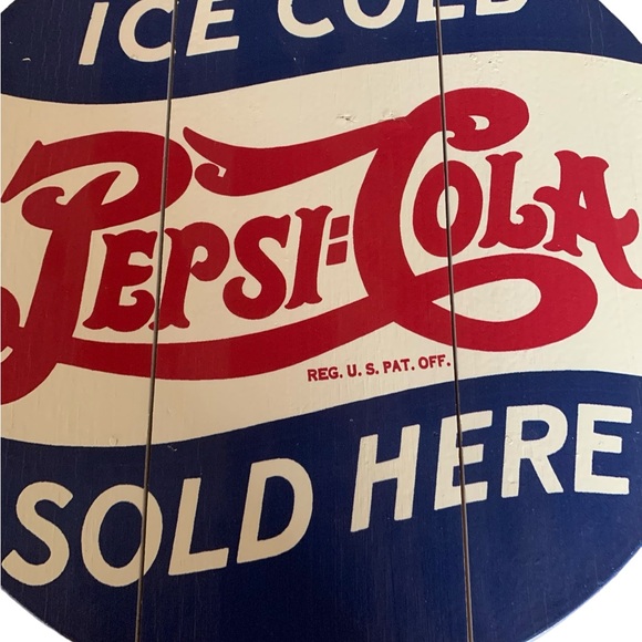 Pepsi Cola Sign, Wooden, 14" Round - Picture 6 of 7